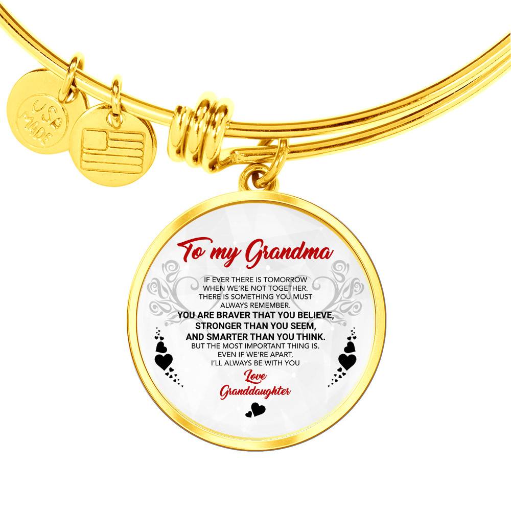 Gold Circle Pendant Bangle - To My Grandma - Gift for Grandmother - Gift for Women