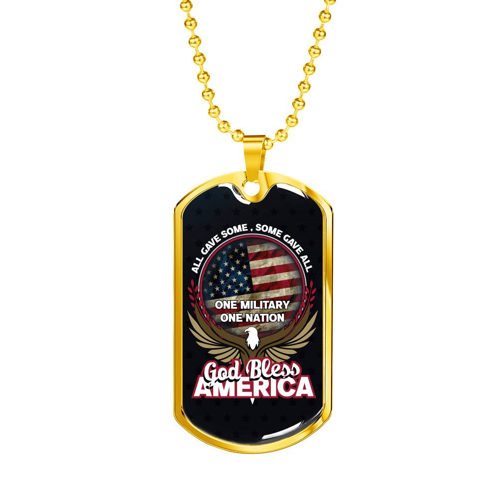 Gold Dog Tag Pendant With Ball Chain - All Gave Some, Some gave all - Gift for Grandfather - Gift for Men