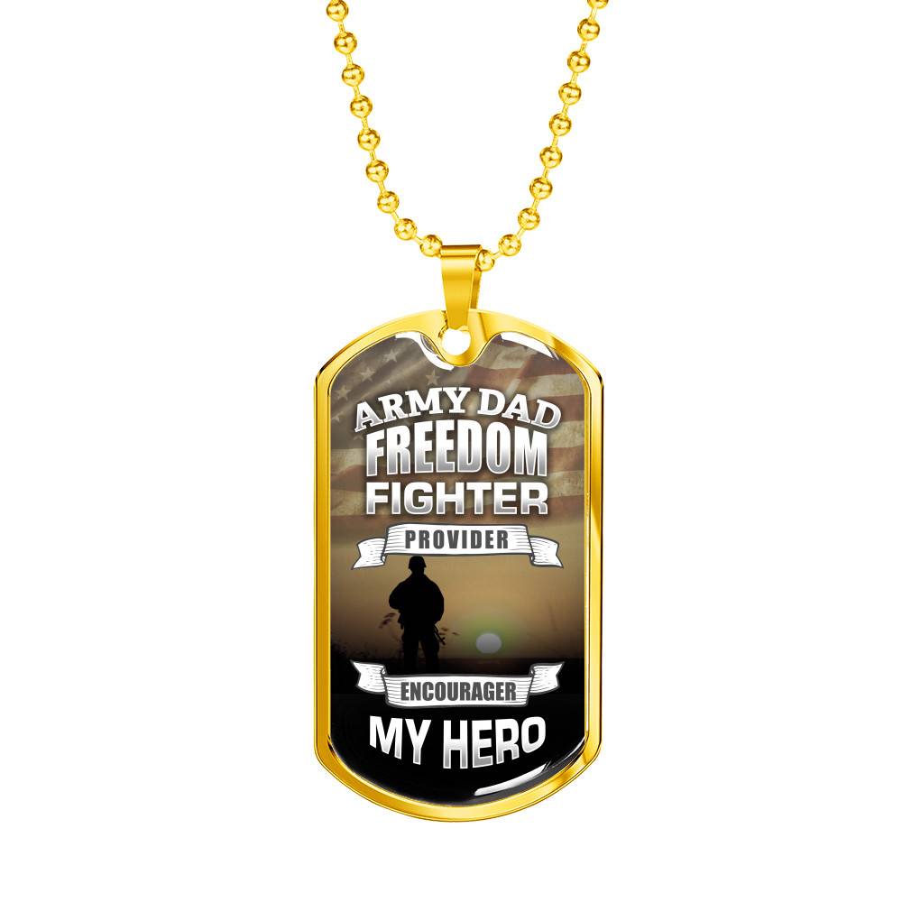 Gold Dog Tag Pendant With Ball Chain - Army Dad - Gift for Father - Gift for Men
