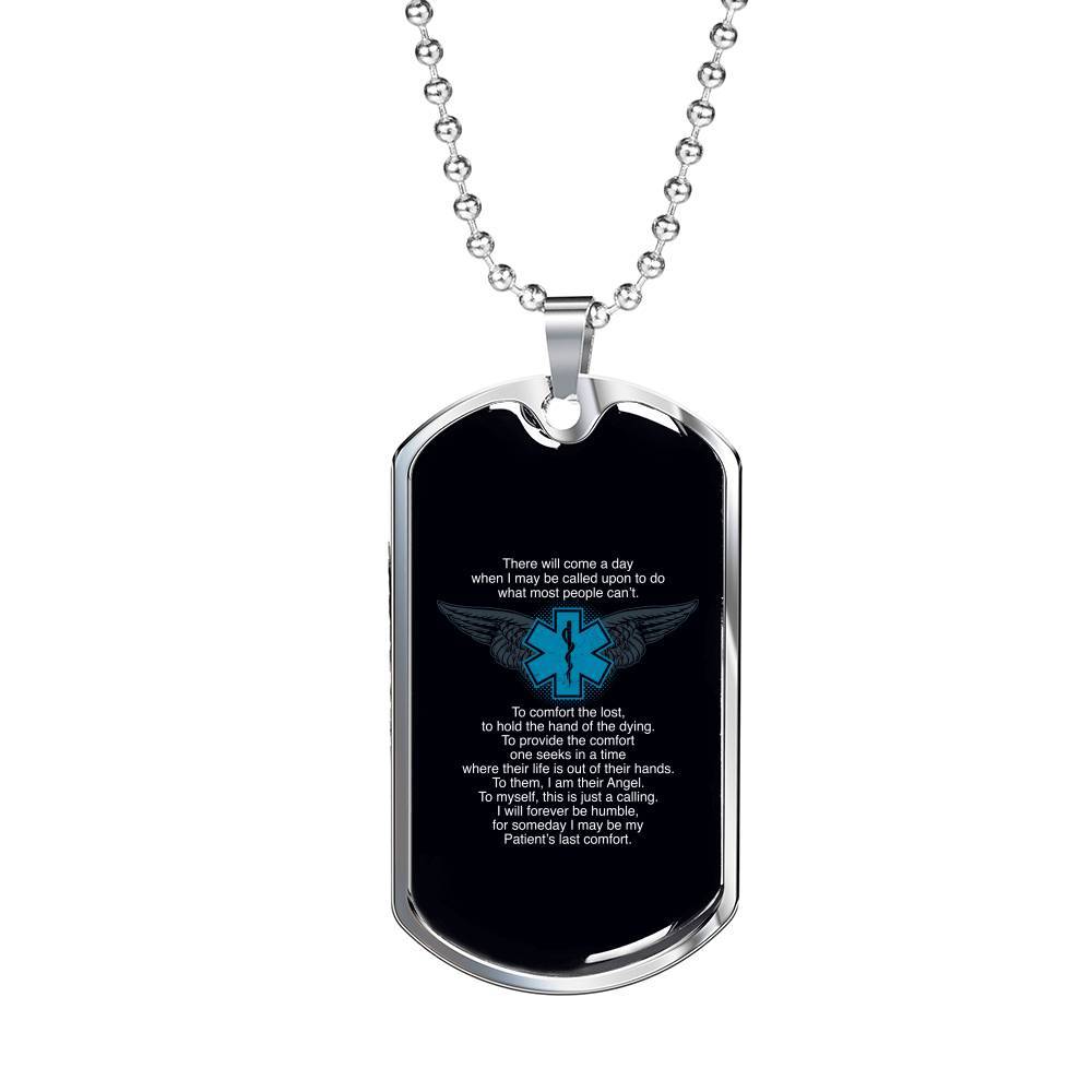 Stainless Dog Tag Pendant With Ball Chain - Patients Last Comfort - Gift for Husband - Gift for Men