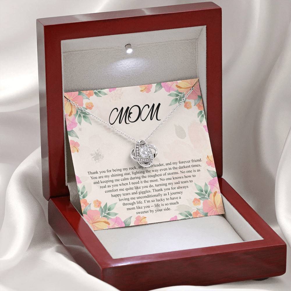 Love Knot Necklace with Message Card and Gift Box - Thank you for being my rock Mom - Necklace for my Mother - Gift for Mother