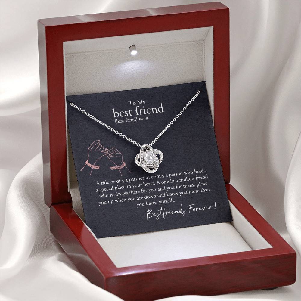 Love Knot Necklace with Message Card and Gift Box - To My Best Friend - Necklace for Friend - Gift for Friend