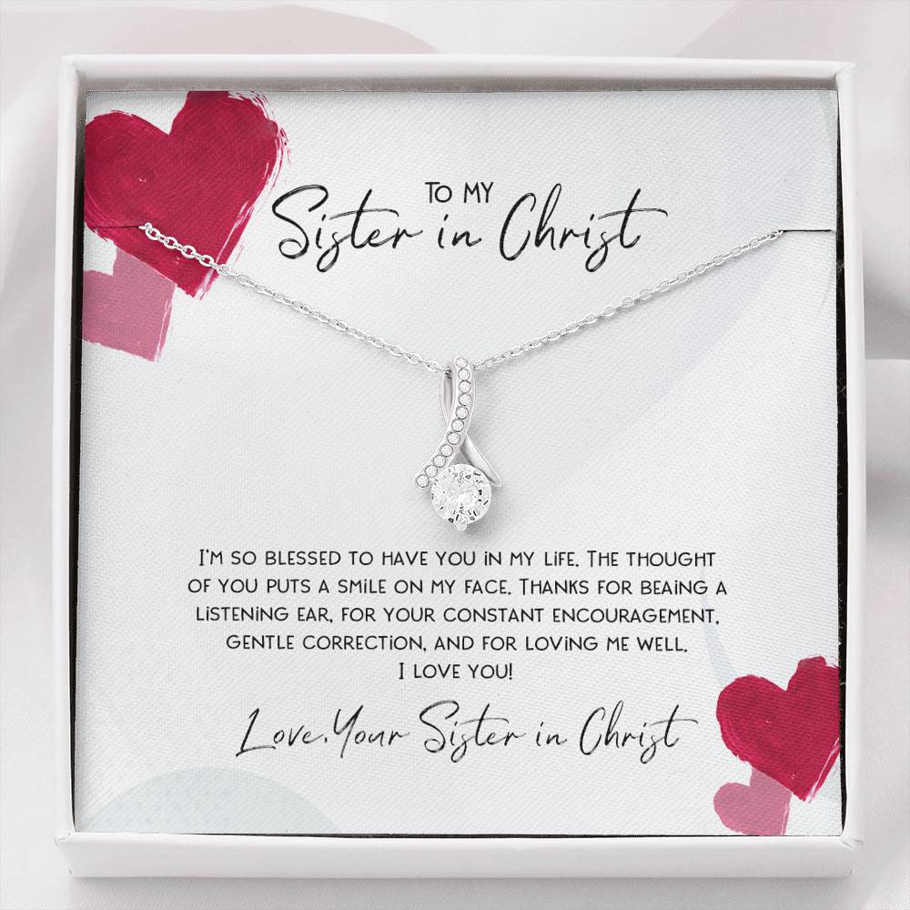 Embellished with Dainty Cubic Zirconia - Round Cut Cubic Zirconia - To My Sister In Christ - Gift for Sister - Gift for Women