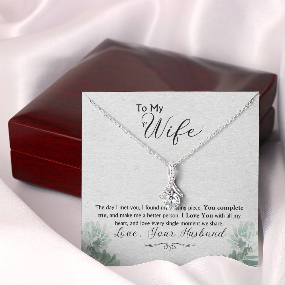 Alluring Beauty Necklace (Mahogany Style Luxury Box) - Dainty Cubic Zirconia - To My Wife - Alluring - Gift for Wife - Gift for Women