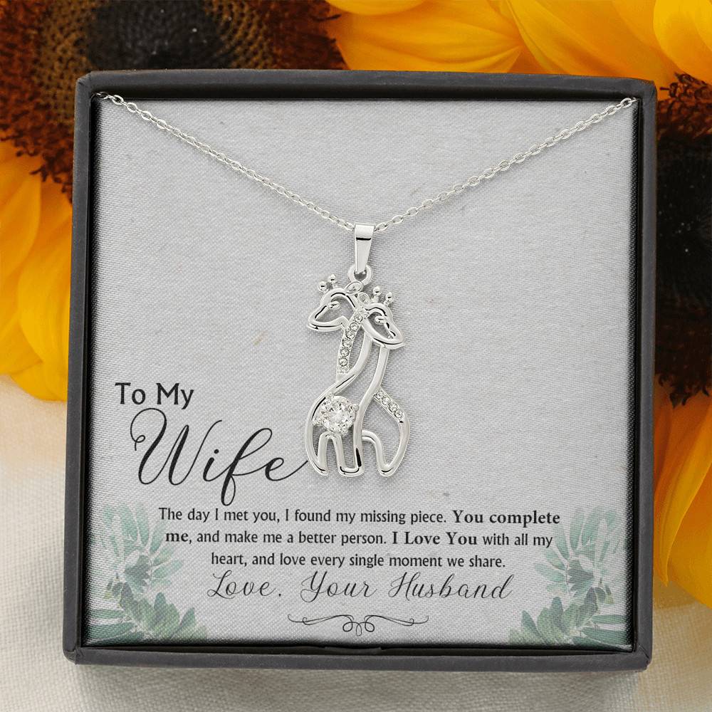 Graceful Love Giraffe Necklace - Sparkling Cubic Zirconia - To My Wife - Giraffe - Gift for Wife - Gift for Women