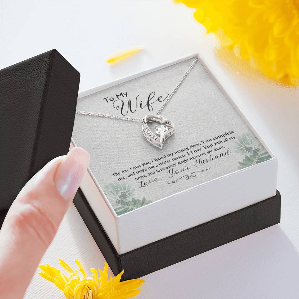 Forever Love Necklace with Message Card - To My Wife - Forever Love - 14k White Gold Finish - Gift To My Wife - Gift for Women