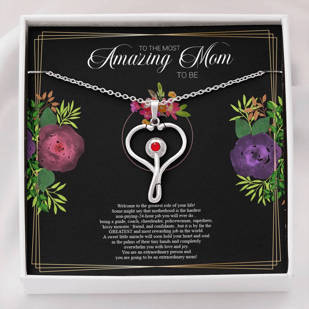 Stethoscope Necklace for the most Amazing Mom to be - Polished Stainless Steel - Gift for Mom - Gift for Women
