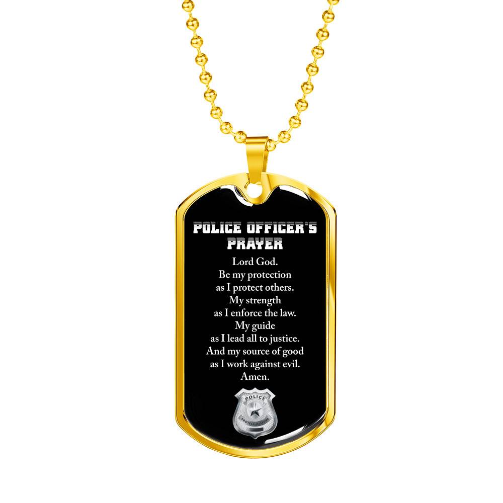 Gold Dog Tag Pendant With Ball Chain - Police Officer Badge - Gift for Dad - Gift for Men