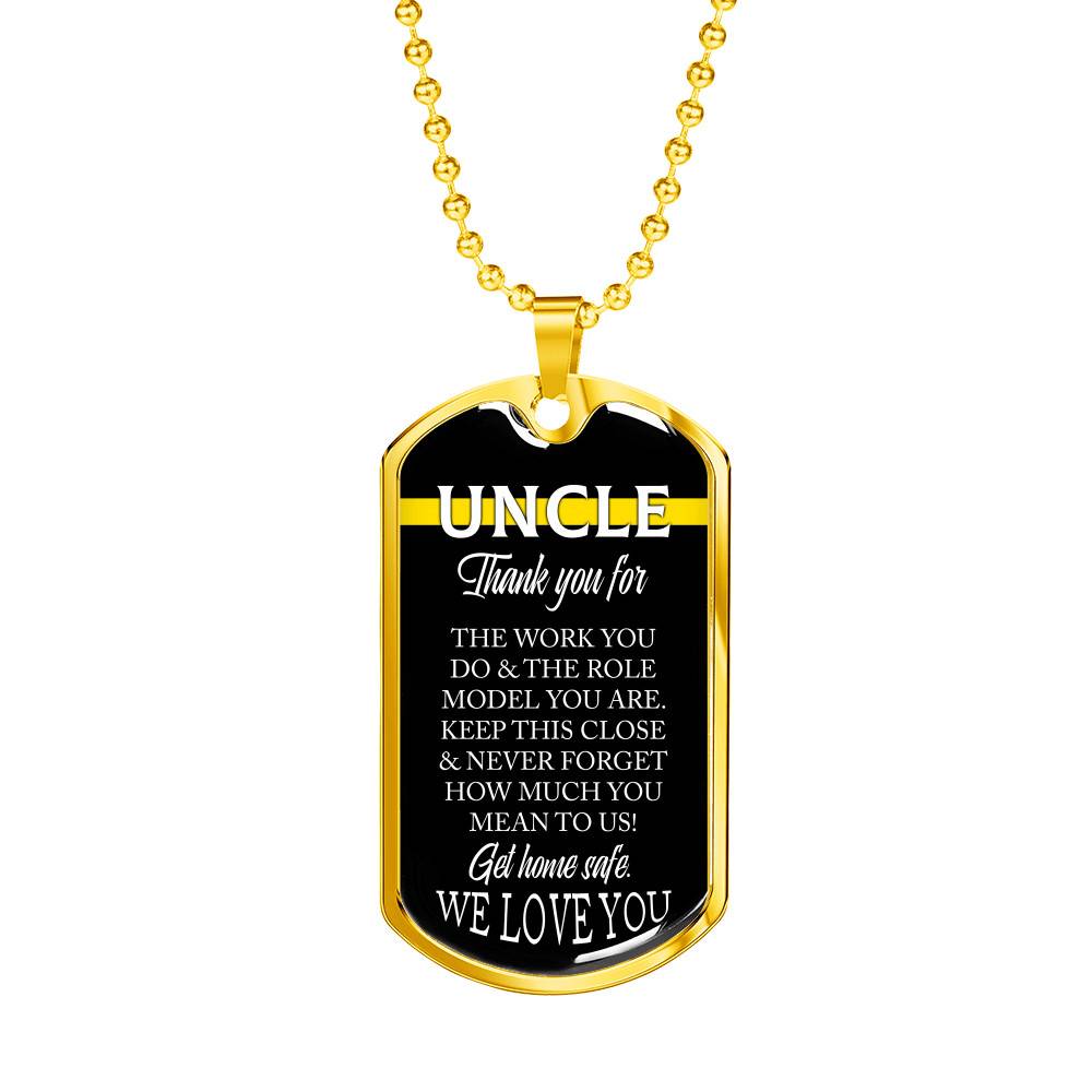 Gold Dog Tag Pendant With Ball Chain - Dispatcher Uncle - Gift for Uncle - Gift for Men