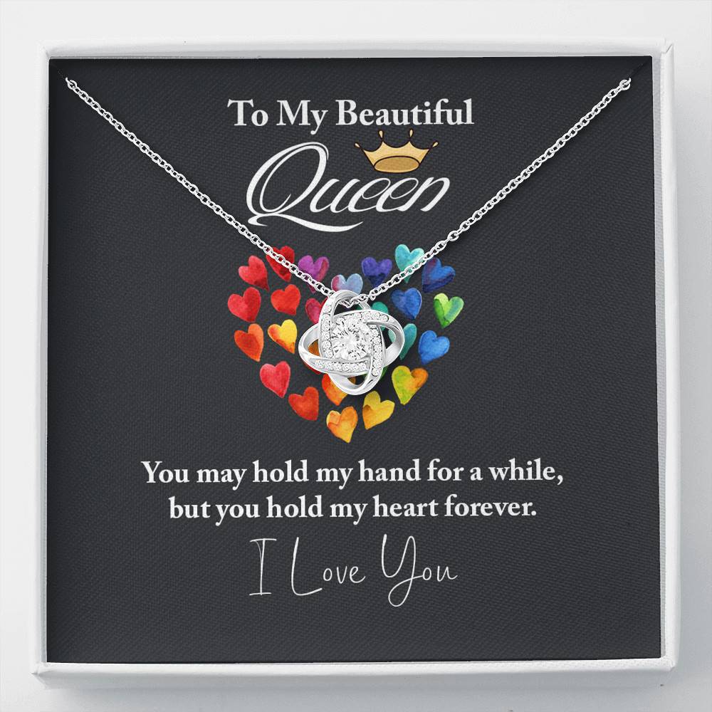 Love Knot Necklace with Message Card and Gift Box - Artisan-designed and crafted 14k white-gold - To My Daughter - To My Beautiful Queen - Gift for Friend - Gift for Women