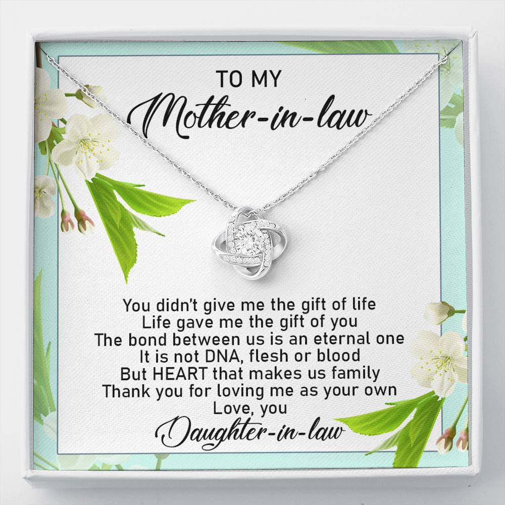 Love Knot Necklace with Message Card and Gift Box - Artisan-designed and crafted 14k white-gold - To My Daughter - To My Mother In  Law - Gift for Mother - Gift for Women