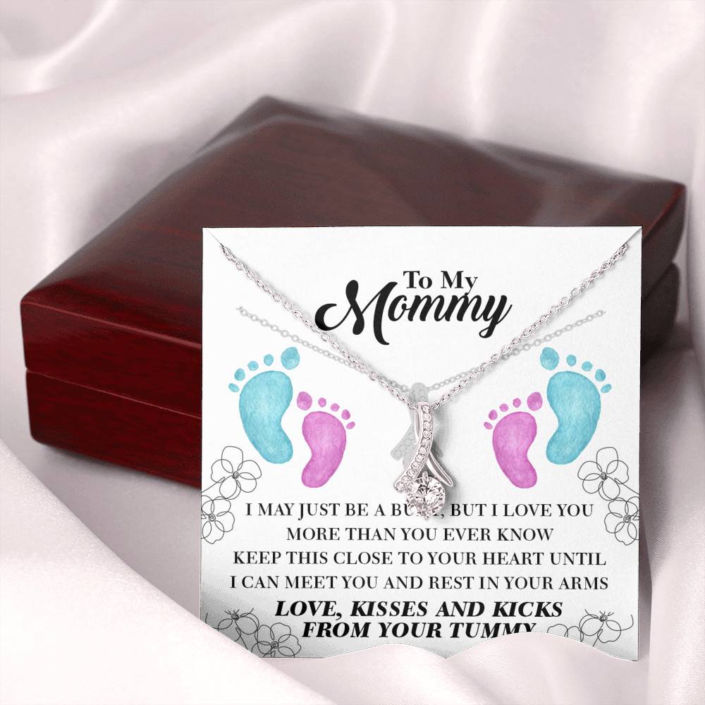 Alluring Beauty Necklace with Mahogany Style Luxury Box - Message Card - First Time Mom Pregnancy - Necklace for Mom - Gift for Mom