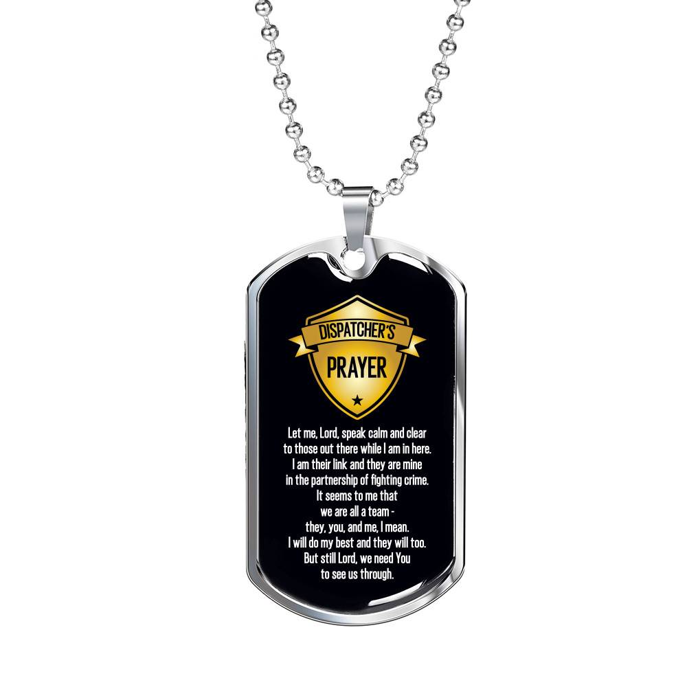 Stainless Dog Tag Pendant With Ball Chain - Dispatchers Prayer - Gift for Husband - Gift for Men