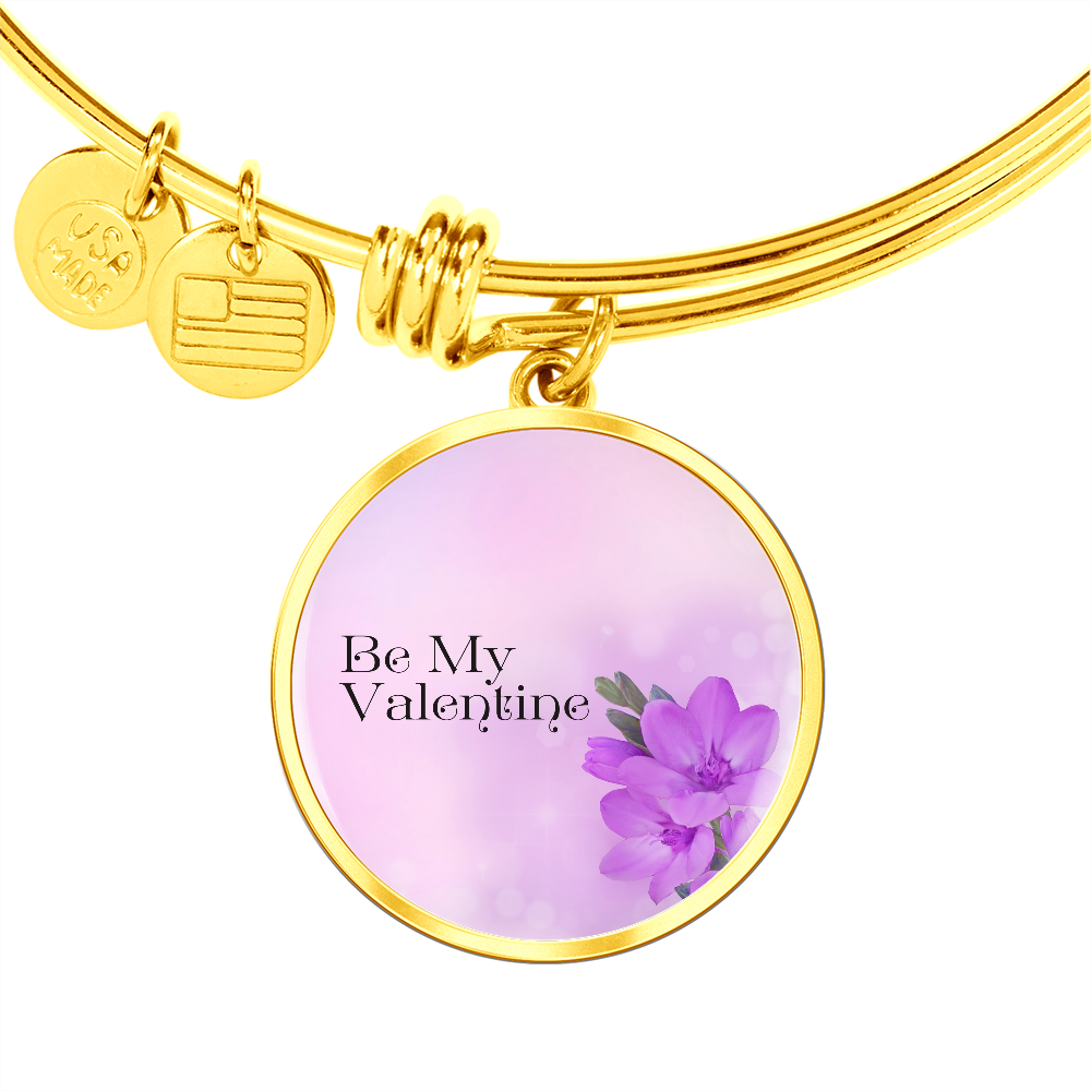 Gold Circle Pendant Bangle - Be My Valentine 2 - Gift for Girlfriend - Gift for Women