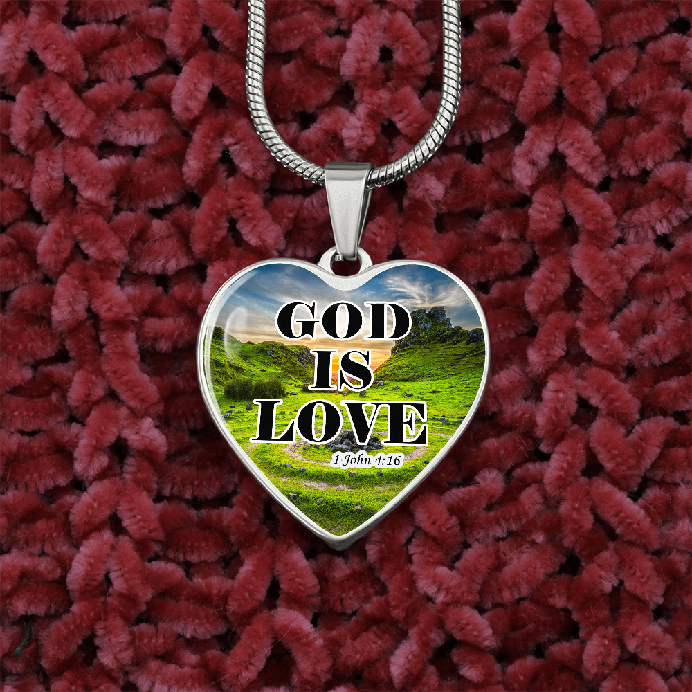 Luxury Necklace Heart Pendant - God is Love - Gift for Sister - Gift for Brother
