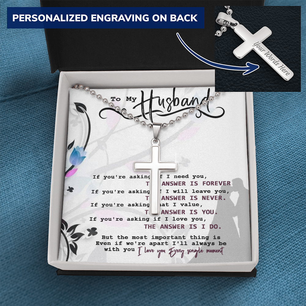 Personalized Cross Necklace - High Polished Stainless Steel - Gift for my Husband