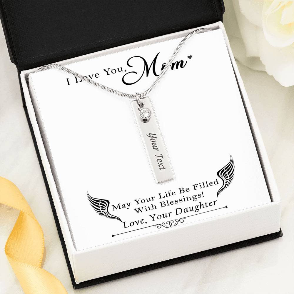 Simple Elegant Name Plate Pendant - Polished Stainless Steel - Gift for Mom - To Mom With Love - Gift for Women