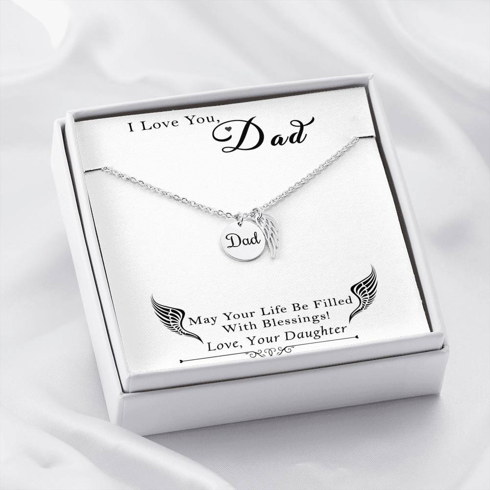 Angel Wing Gift - Dainty Coin in Black Enamel - Gift for Dad - Gift for Men